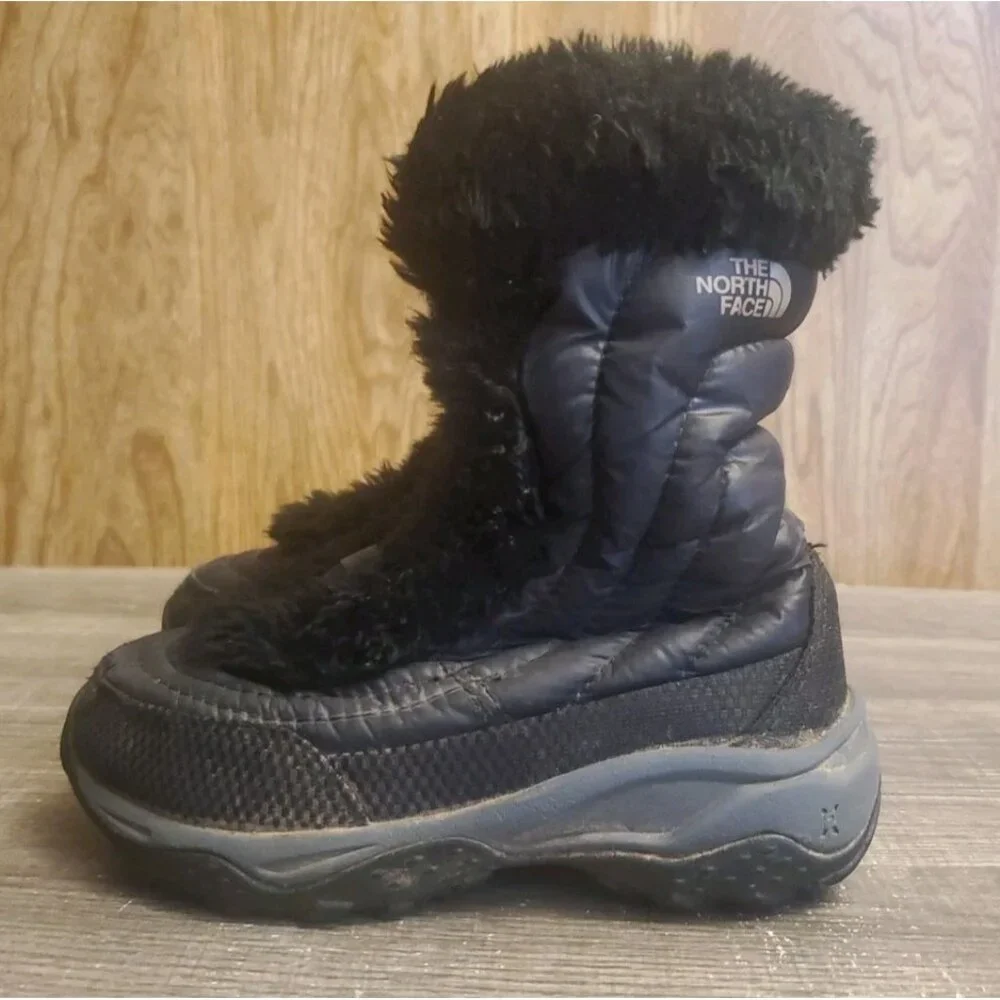 The North Face Nuptse‎ Winter Snow Lace Up Boots Youth Size 11 Black